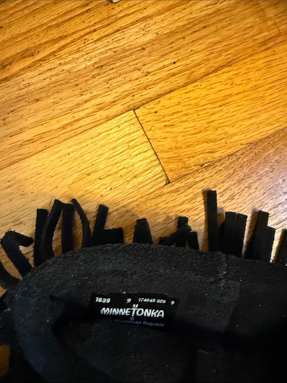 Minnetonka Black Suede Triple-Fringe Moccasin Boots